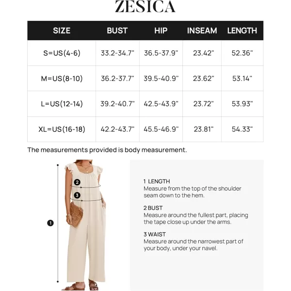 ZESICA Womens 2024 Summer Loose Jumpsuit Casual V Neck Sleeveless Oversized Wide Leg Pant Overalls Romper with PocketsApricot