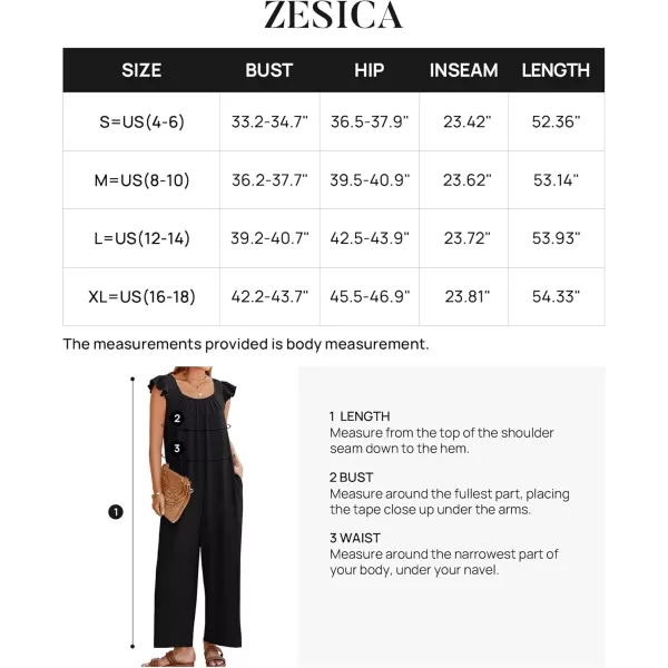 ZESICA Womens 2024 Summer Loose Jumpsuit Casual V Neck Sleeveless Oversized Wide Leg Pant Overalls Romper with PocketsBlack