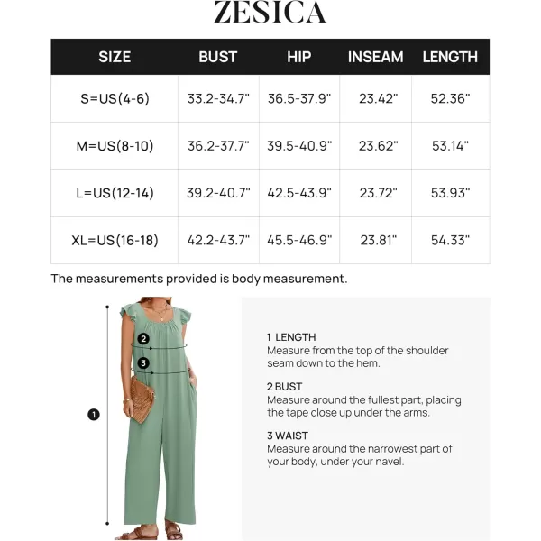 ZESICA Womens 2024 Summer Loose Jumpsuit Casual V Neck Sleeveless Oversized Wide Leg Pant Overalls Romper with PocketsGreen