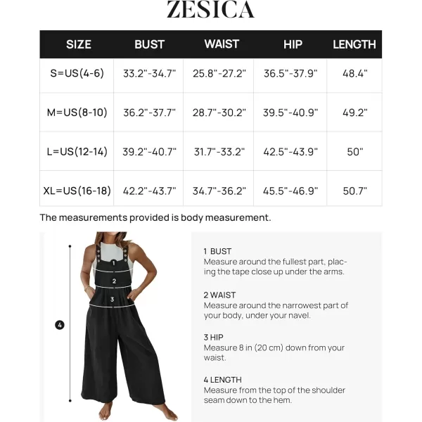 ZESICA Womens Casual Overalls Jumpsuits Loose Corduroy Bib Adjustable Straps Wide Leg Long Pant Romper with PocketsBlack
