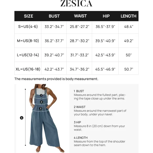 ZESICA Womens Casual Overalls Jumpsuits Loose Corduroy Bib Adjustable Straps Wide Leg Long Pant Romper with PocketsMidnight Blue