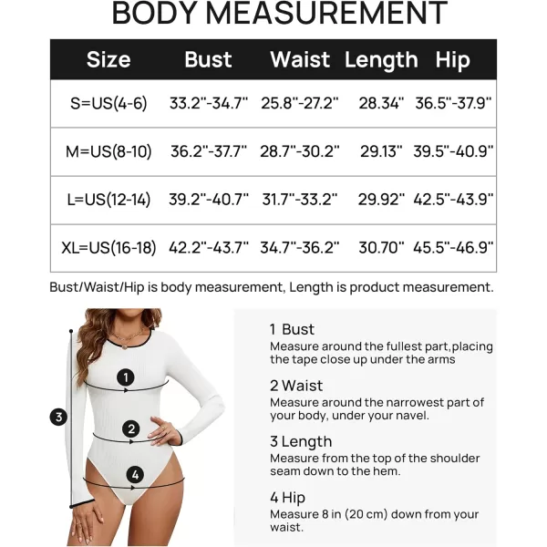 ZESICA Womens Long Sleeve Ribbed Bodysuits 2024 Fall Crewneck Knit Basic Body Suit TopsWhite