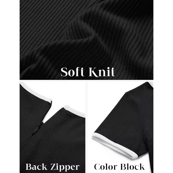 ZESICA Womens Short Sleeve Jumpsuits Dressy Summer Casual Fashion Outfits One Piece Wide Leg RompersBlack