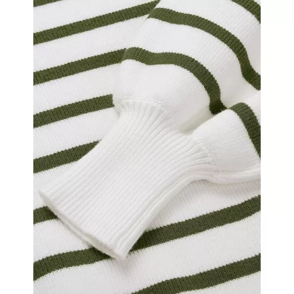 ZESICA Womens 2024 Fall Fashion Turtleneck Long Sleeve Striped Ribbed Knit Loose Pullover Sweater TopsArmygreen