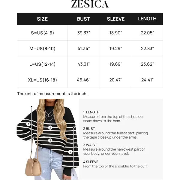 ZESICA Womens 2024 Fall Fashion Turtleneck Long Sleeve Striped Ribbed Knit Loose Pullover Sweater TopsBlack