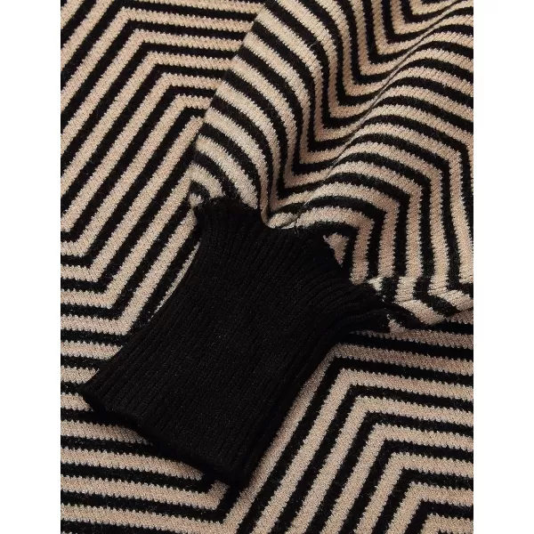 ZESICA Womens 2024 Fall Fashion Turtleneck Long Sleeve Striped Ribbed Knit Loose Pullover Sweater TopsBrownstripe