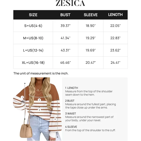 ZESICA Womens 2024 Fall Fashion Turtleneck Long Sleeve Striped Ribbed Knit Loose Pullover Sweater TopsCaramel