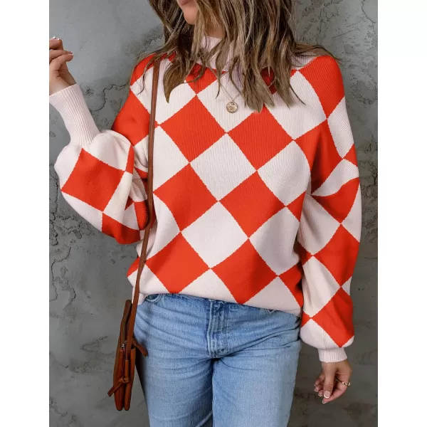 ZESICA Womens 2024 Fall Fashion Turtleneck Long Sleeve Striped Ribbed Knit Loose Pullover Sweater TopsCoral