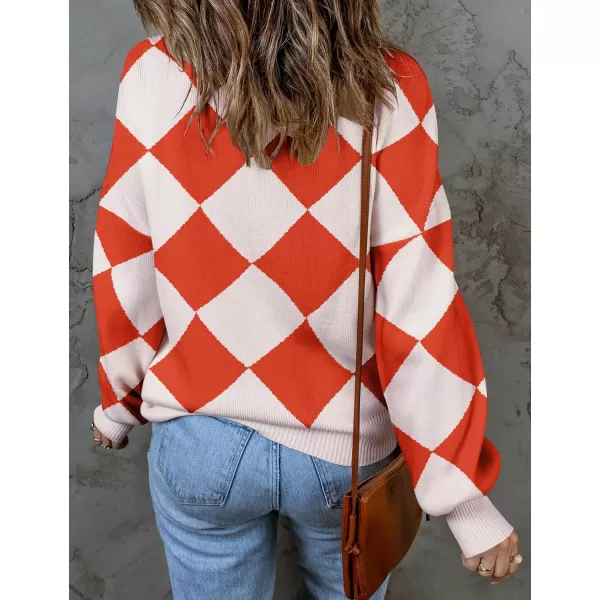 ZESICA Womens 2024 Fall Fashion Turtleneck Long Sleeve Striped Ribbed Knit Loose Pullover Sweater TopsCoral