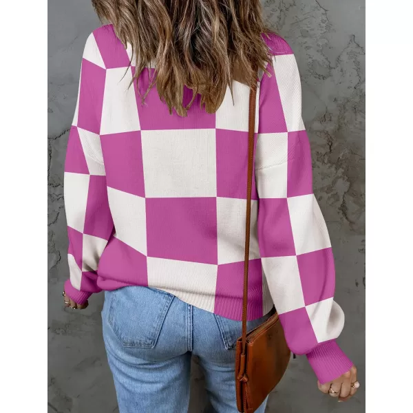 ZESICA Womens 2024 Fall Fashion Turtleneck Long Sleeve Striped Ribbed Knit Loose Pullover Sweater TopsEggplant