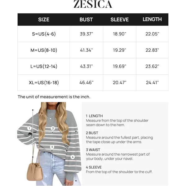 ZESICA Womens 2024 Fall Fashion Turtleneck Long Sleeve Striped Ribbed Knit Loose Pullover Sweater TopsGrey