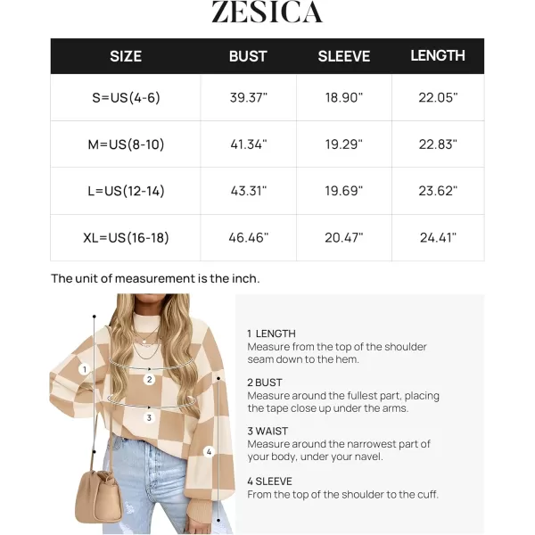ZESICA Womens 2024 Fall Fashion Turtleneck Long Sleeve Striped Ribbed Knit Loose Pullover Sweater TopsKhakiplaid