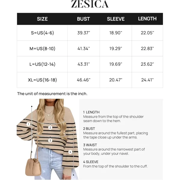 ZESICA Womens 2024 Fall Fashion Turtleneck Long Sleeve Striped Ribbed Knit Loose Pullover Sweater TopsOatmeal