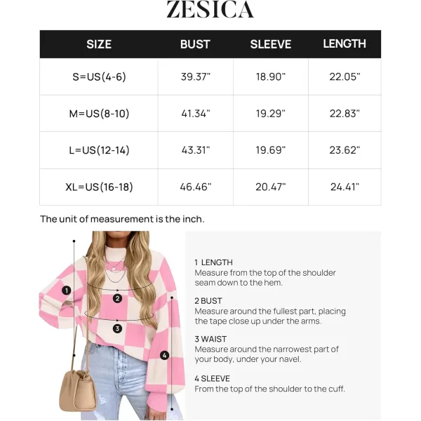 ZESICA Womens 2024 Fall Fashion Turtleneck Long Sleeve Striped Ribbed Knit Loose Pullover Sweater TopsPinkplaid