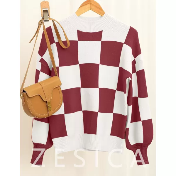 ZESICA Womens 2024 Fall Fashion Turtleneck Long Sleeve Striped Ribbed Knit Loose Pullover Sweater TopsPlumplaid