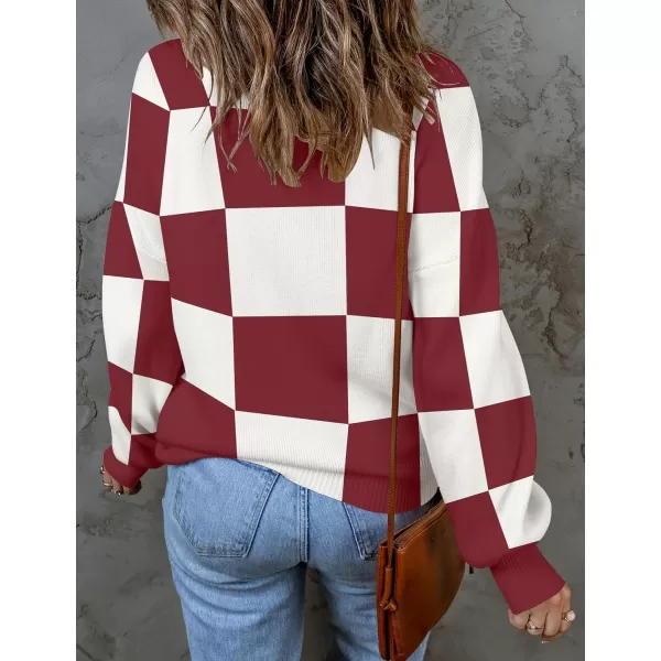 ZESICA Womens 2024 Fall Fashion Turtleneck Long Sleeve Striped Ribbed Knit Loose Pullover Sweater TopsPlumplaid
