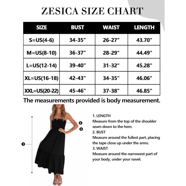 ZESICA Womens 2024 Summer Strapless Dress Off Shoulder Sleeveless High Waist Solid Color Beach Long DressesSolidblack