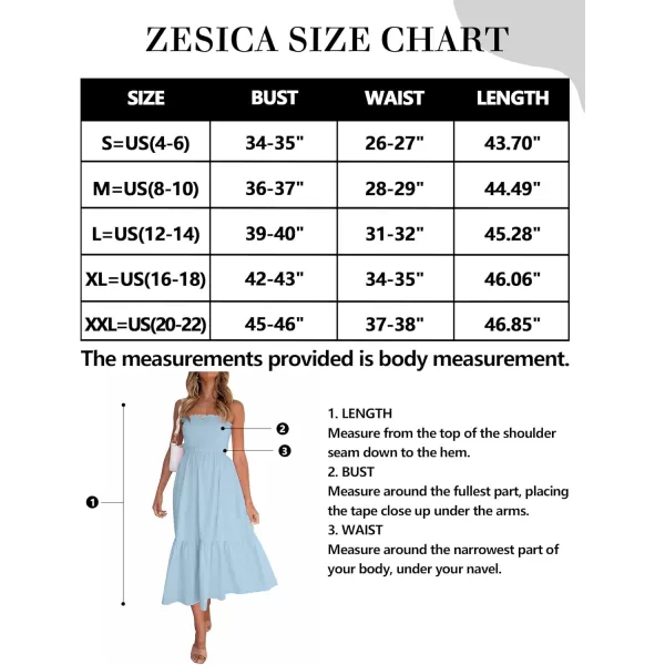 ZESICA Womens 2024 Summer Strapless Dress Off Shoulder Sleeveless High Waist Solid Color Beach Long DressesSolidblue