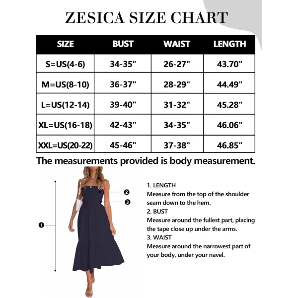 ZESICA Womens 2024 Summer Strapless Dress Off Shoulder Sleeveless High Waist Solid Color Beach Long DressesSolidnavy