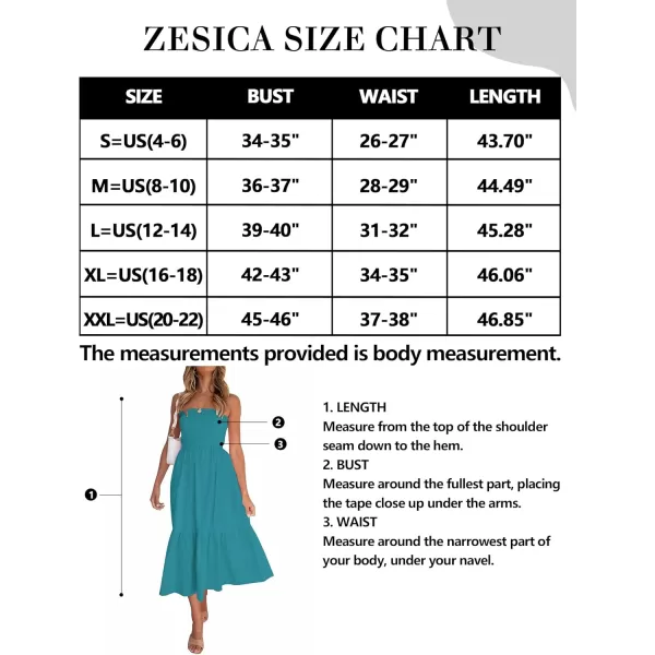 ZESICA Womens 2024 Summer Strapless Dress Off Shoulder Sleeveless High Waist Solid Color Beach Long DressesSolidpeacock