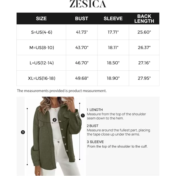 ZESICA Womens Casual Long Sleeve Button Down Loose Lightweight Shacket Shirt Jacket Coat Outerwear with PocketsArmygreen