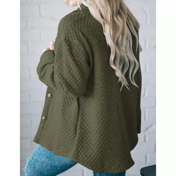 ZESICA Womens Casual Long Sleeve Button Down Loose Lightweight Shacket Shirt Jacket Coat Outerwear with PocketsArmygreen