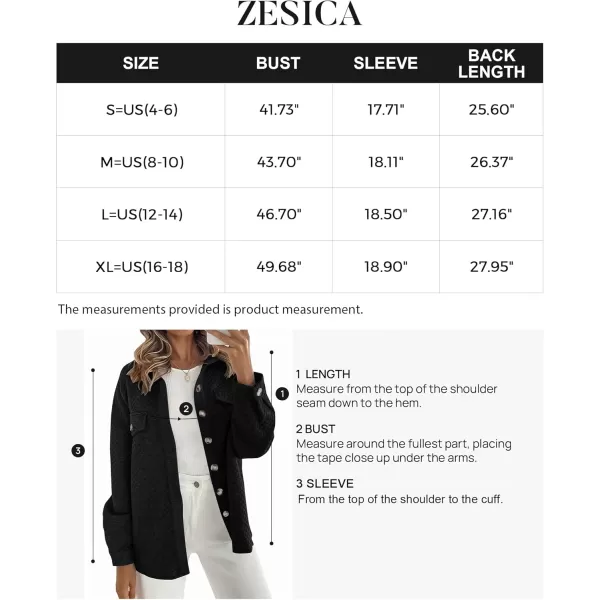 ZESICA Womens Casual Long Sleeve Button Down Loose Lightweight Shacket Shirt Jacket Coat Outerwear with PocketsBlack