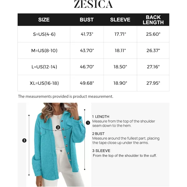 ZESICA Womens Casual Long Sleeve Button Down Loose Lightweight Shacket Shirt Jacket Coat Outerwear with PocketsBrightblue