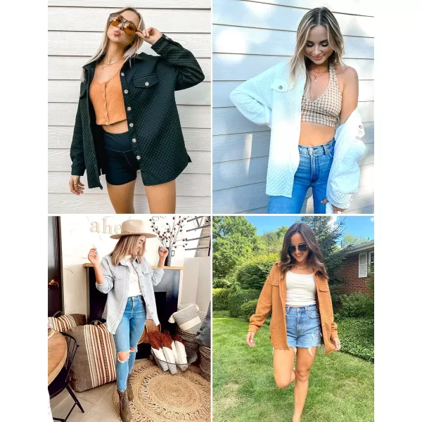 ZESICA Womens Casual Long Sleeve Button Down Loose Lightweight Shacket Shirt Jacket Coat Outerwear with PocketsBrightblue