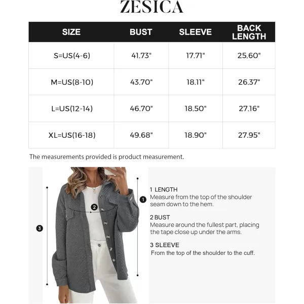 ZESICA Womens Casual Long Sleeve Button Down Loose Lightweight Shacket Shirt Jacket Coat Outerwear with PocketsDarkgrey