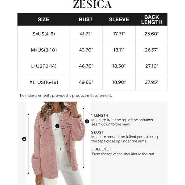 ZESICA Womens Casual Long Sleeve Button Down Loose Lightweight Shacket Shirt Jacket Coat Outerwear with PocketsDarkpink