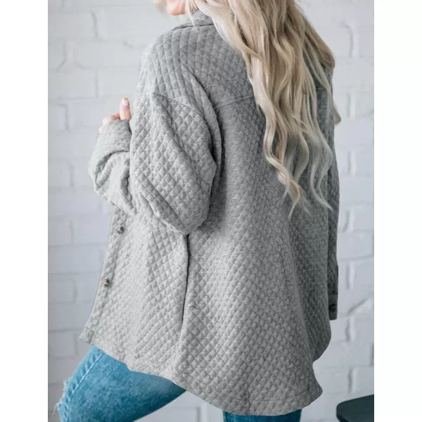 ZESICA Womens Casual Long Sleeve Button Down Loose Lightweight Shacket Shirt Jacket Coat Outerwear with PocketsLightgrey