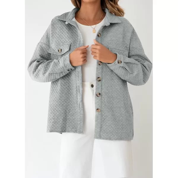 ZESICA Womens Casual Long Sleeve Button Down Loose Lightweight Shacket Shirt Jacket Coat Outerwear with PocketsLightgrey