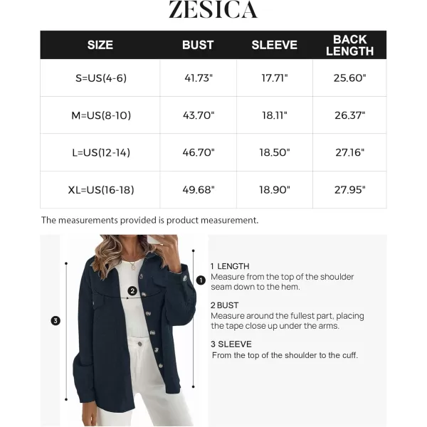 ZESICA Womens Casual Long Sleeve Button Down Loose Lightweight Shacket Shirt Jacket Coat Outerwear with PocketsNavy