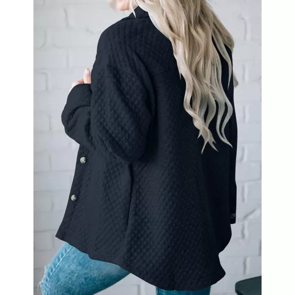 ZESICA Womens Casual Long Sleeve Button Down Loose Lightweight Shacket Shirt Jacket Coat Outerwear with PocketsNavy