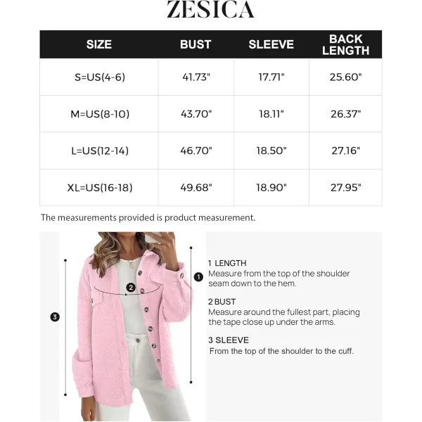 ZESICA Womens Casual Long Sleeve Button Down Loose Lightweight Shacket Shirt Jacket Coat Outerwear with PocketsPink
