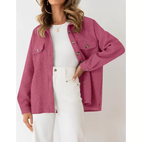 ZESICA Womens Casual Long Sleeve Button Down Loose Lightweight Shacket Shirt Jacket Coat Outerwear with PocketsPlum