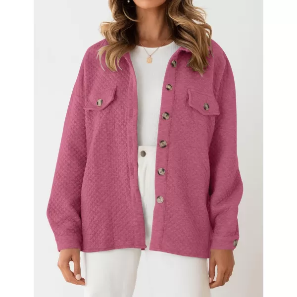 ZESICA Womens Casual Long Sleeve Button Down Loose Lightweight Shacket Shirt Jacket Coat Outerwear with PocketsPlum