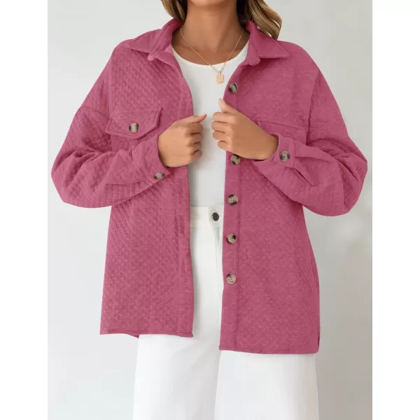 ZESICA Womens Casual Long Sleeve Button Down Loose Lightweight Shacket Shirt Jacket Coat Outerwear with PocketsPlum