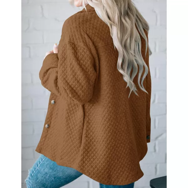 ZESICA Womens Casual Long Sleeve Button Down Loose Lightweight Shacket Shirt Jacket Coat Outerwear with PocketsTan