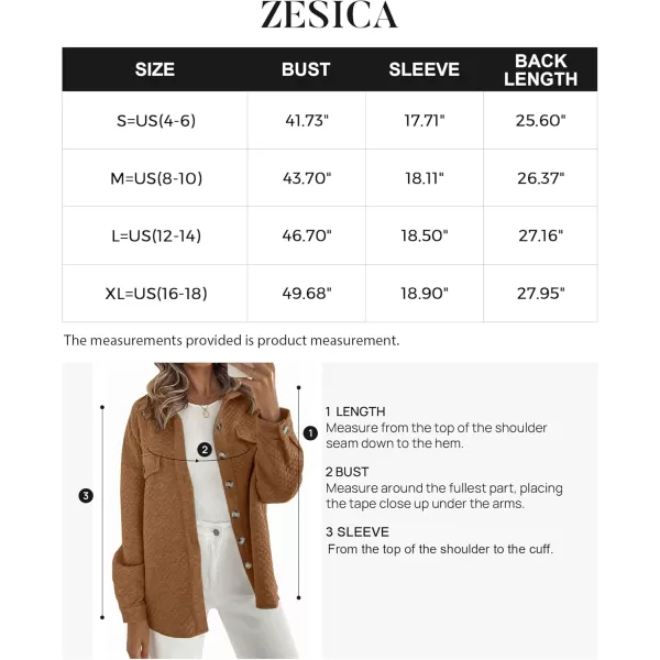 ZESICA Womens Casual Long Sleeve Button Down Loose Lightweight Shacket Shirt Jacket Coat Outerwear with PocketsTan
