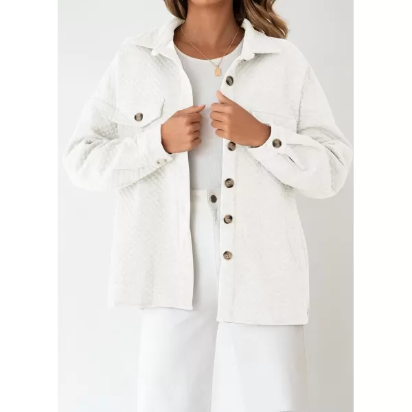 ZESICA Womens Casual Long Sleeve Button Down Loose Lightweight Shacket Shirt Jacket Coat Outerwear with PocketsWhite