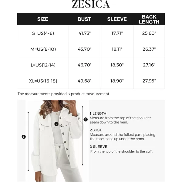 ZESICA Womens Casual Long Sleeve Button Down Loose Lightweight Shacket Shirt Jacket Coat Outerwear with PocketsWhite
