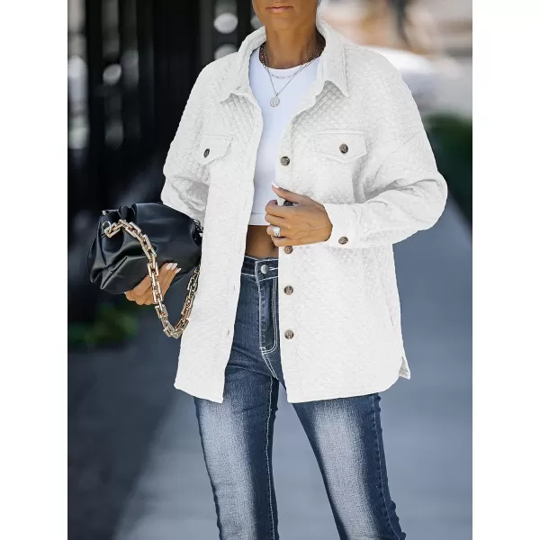 ZESICA Womens Casual Long Sleeve Button Down Loose Lightweight Shacket Shirt Jacket Coat Outerwear with PocketsWhite