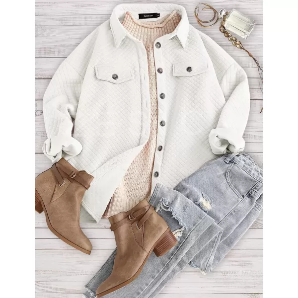 ZESICA Womens Casual Long Sleeve Button Down Loose Lightweight Shacket Shirt Jacket Coat Outerwear with PocketsWhite