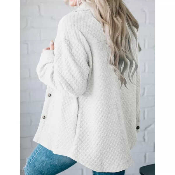 ZESICA Womens Casual Long Sleeve Button Down Loose Lightweight Shacket Shirt Jacket Coat Outerwear with PocketsWhite