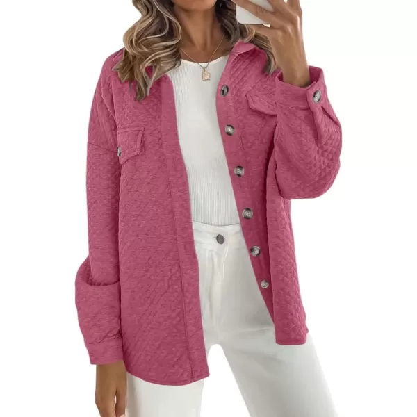 ZESICA Womens Casual Long Sleeve Button Down Loose Lightweight Shacket Shirt Jacket Coat Outerwear with PocketsPlum