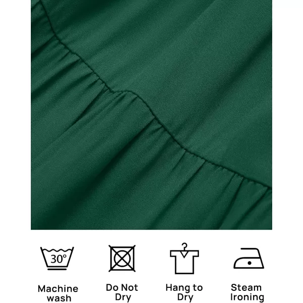 ZESICA Womens 2024 Casual Long Sleeve Crew Neck High Waist Smocked Flowy Tiered Midi DressDarkgreen