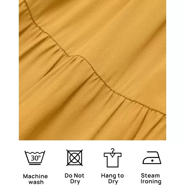 ZESICA Womens 2024 Casual Long Sleeve Crew Neck High Waist Smocked Flowy Tiered Midi DressGinger