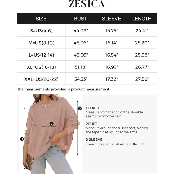 ZESICA Womens 2024 Fall Casual Long Sleeve Crew Neck Side Slit Oversized Ribbed Knit Pullover Sweater TopsAlmond